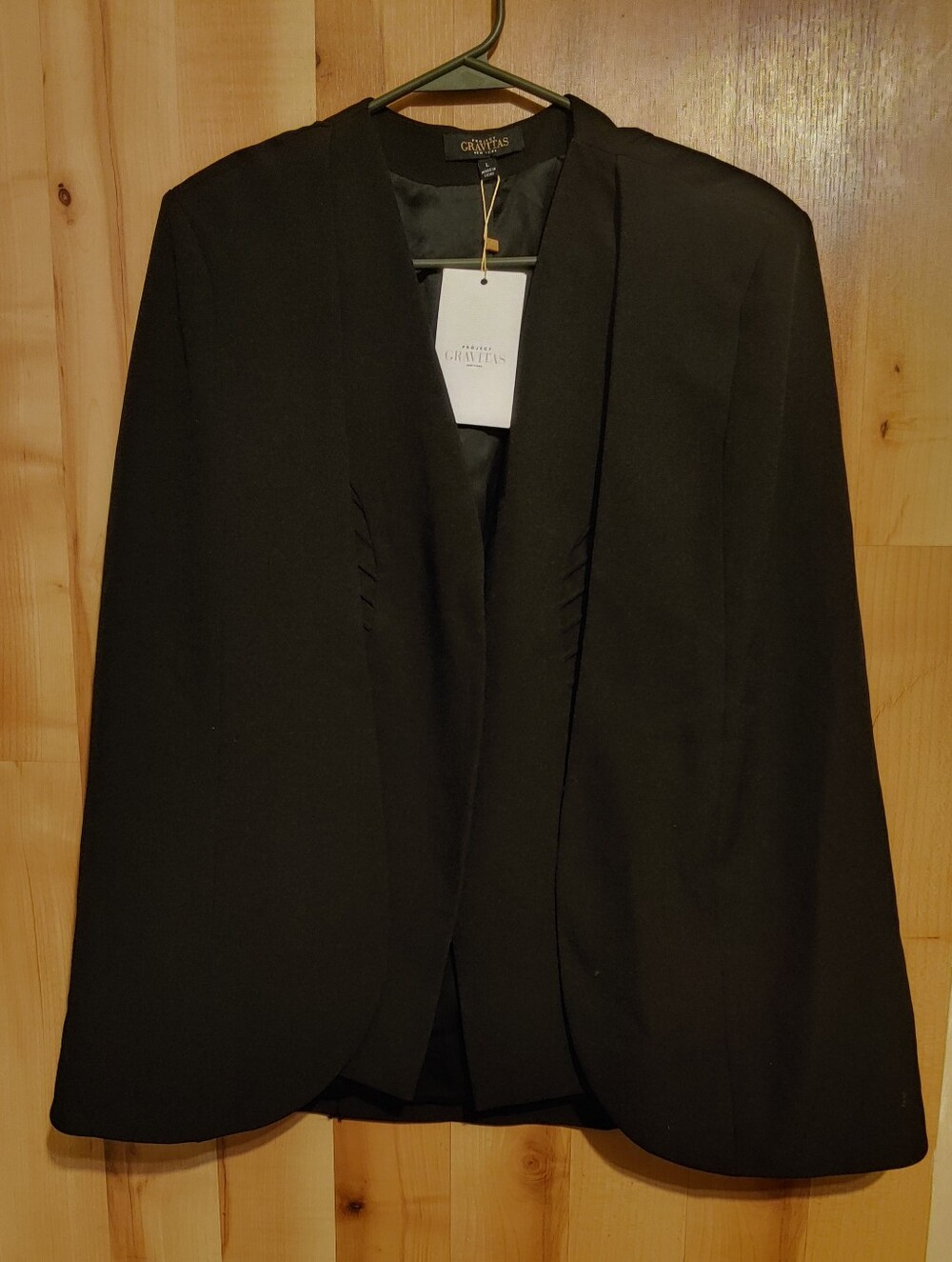 Gravitas NewYork Large Black Open Front Cape Blazer